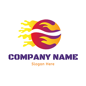 火焰Logo Gradient Tennis Fireball Design logo design